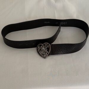 Black Leather Belt with Heart Buckle